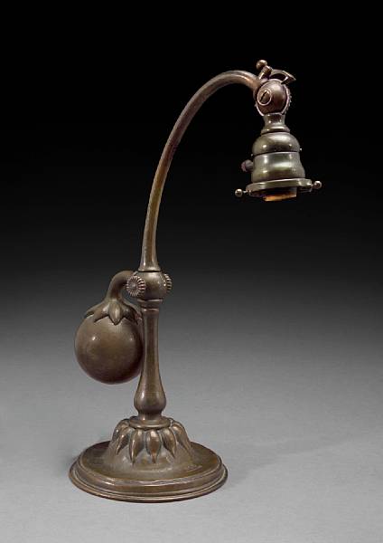 Appraisal: A Tiffany Studios patinated bronze counter balance lamp base -