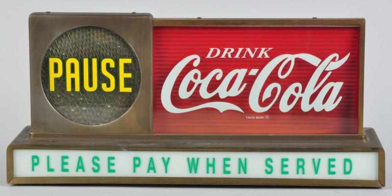 Appraisal: Coca-Cola Pause Lighted Counter Sign s Operates and lights fine