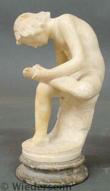 Appraisal: Carved alabaster statue Boy with Thorn also called Fedele or