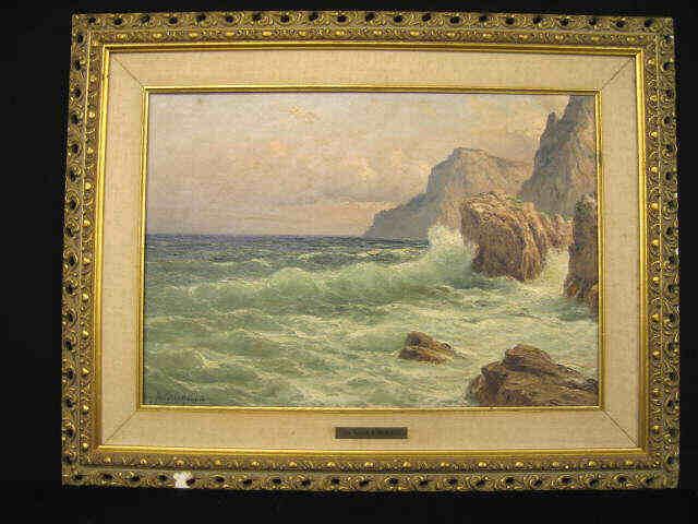 Appraisal: Cav Michell Federico Oil Rocky Coastline Capri signed lower left