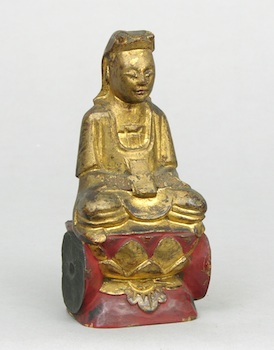 Appraisal: A Chinese Carved and Gilt Wooden Seated Figure A Chinese