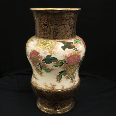 Appraisal: Doulton Burslem Pottery Umbrella Stand 'handpainted bird and floral gold