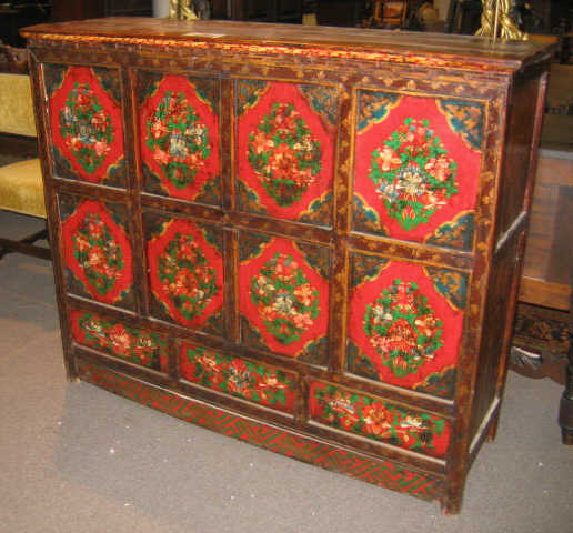 Appraisal: ASIAN SIDE CABINET Rectangular case the front decorated with assorted