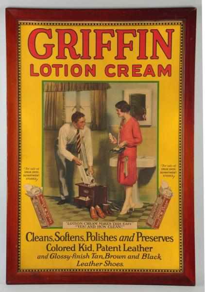 Appraisal: Framed Griffin Lotion Cream Advertising Poster Description One corner edge