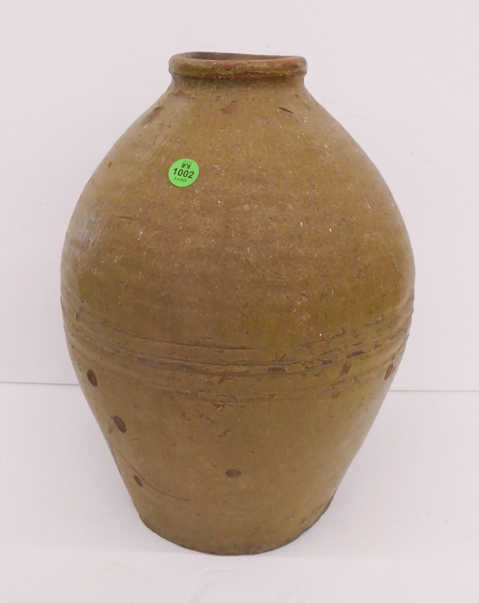 Appraisal: Meiji Japanese Green Provincial Ovoid Jar- ''