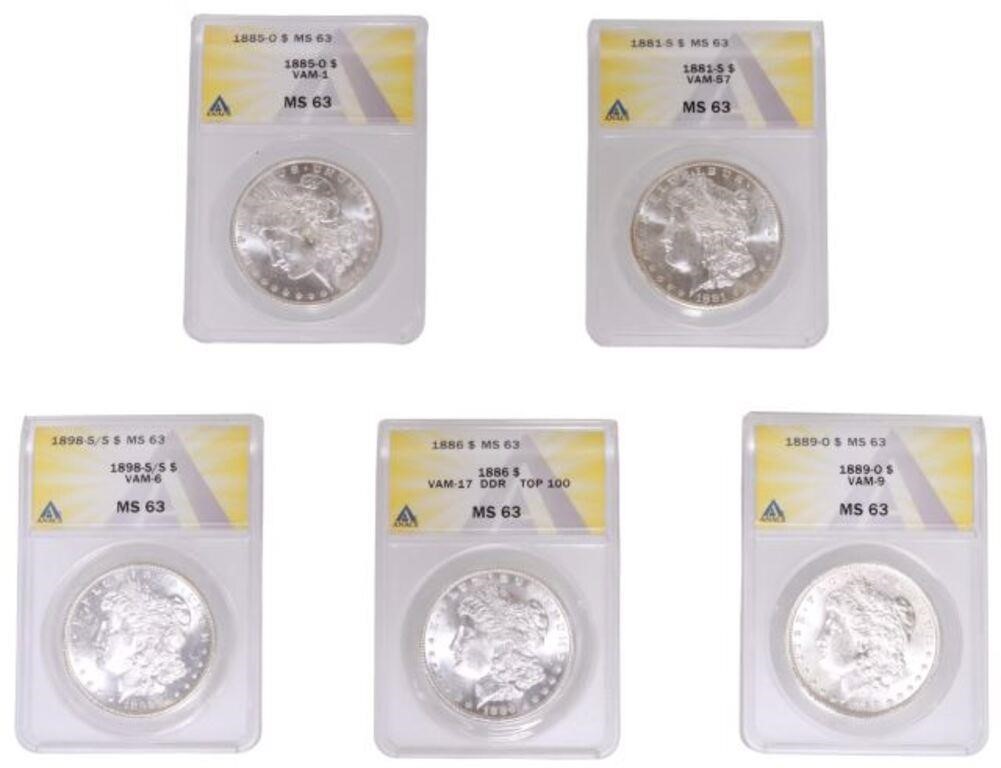 Appraisal: lot of US Morgan ANACS graded silver dollars housed in