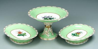 Appraisal: Three porcelain serving pieces tazza x in two matching footed