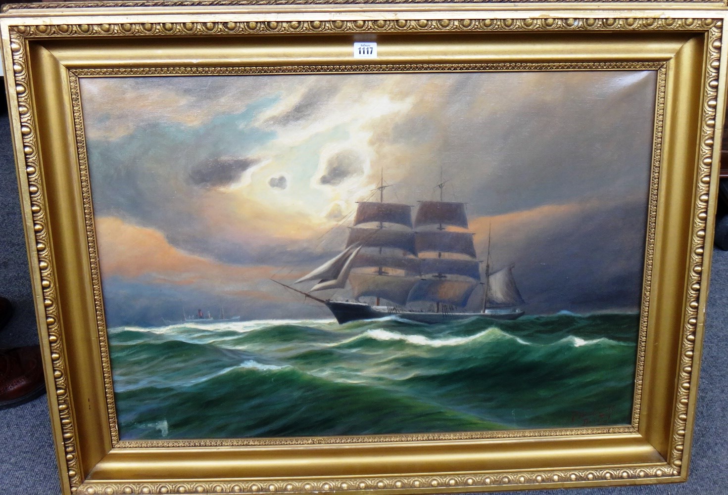 Appraisal: P Paulowski th century Ship in full sail oil on