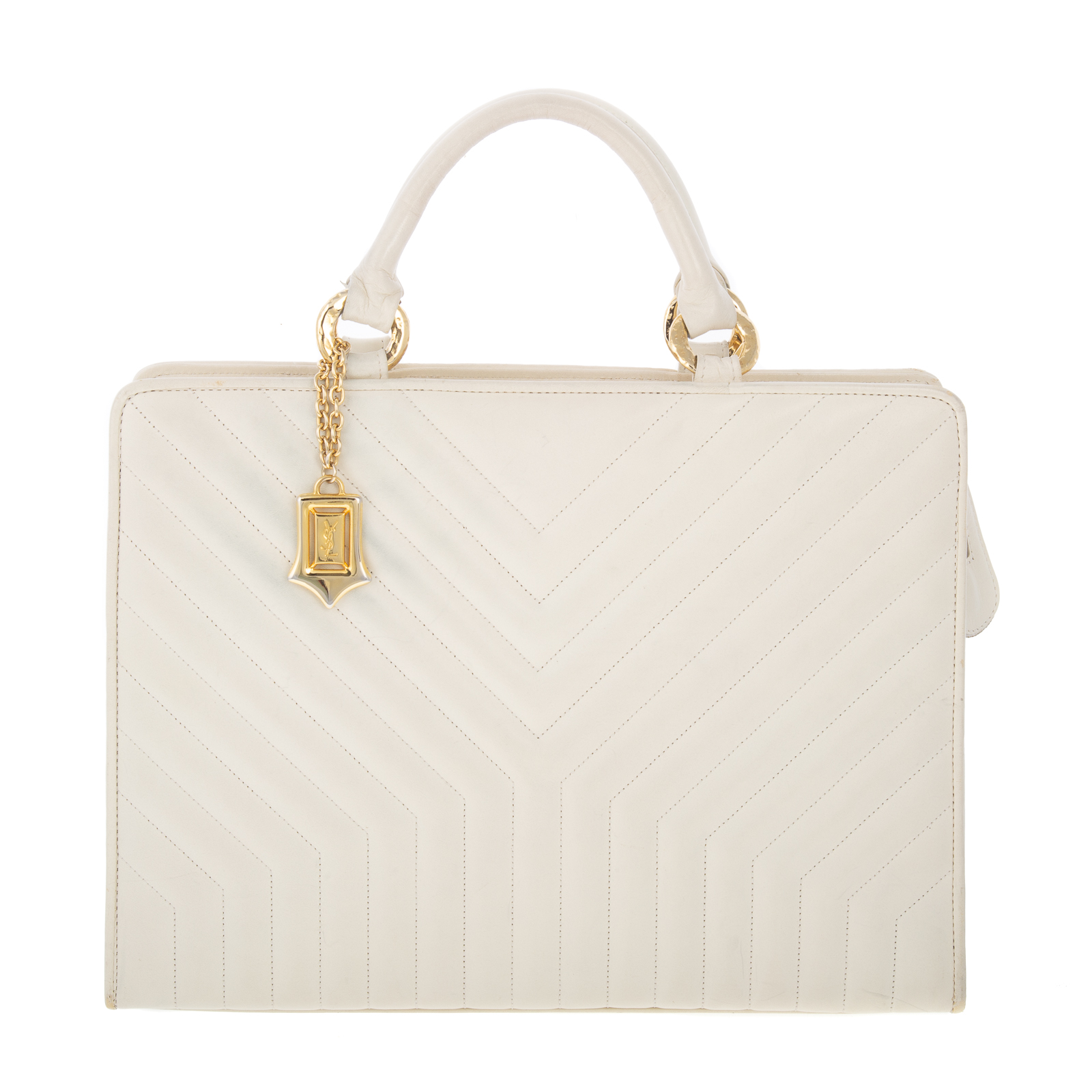 Appraisal: A YVES SAINT LAURENT SMALL BUSINESS BAG A cream Y-quilted