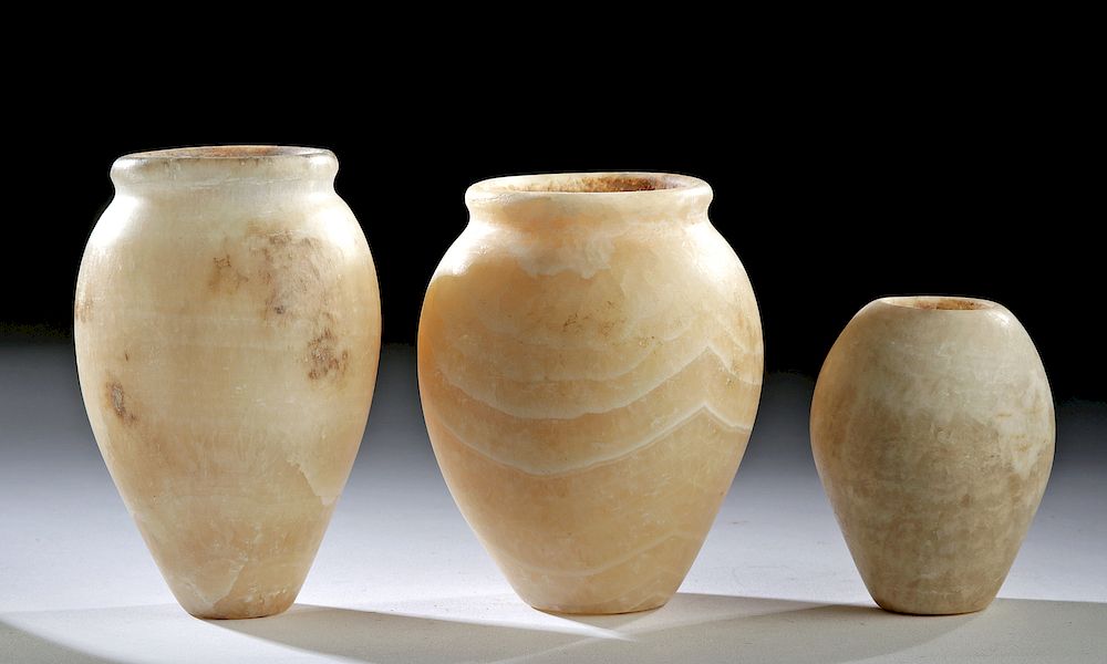 Appraisal: Lot of Egyptian New Kingdom Alabaster Jars Originally Listed At