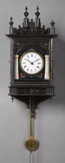 Appraisal: French Ebonized Two Weight Wall Clock c th French Ebonized