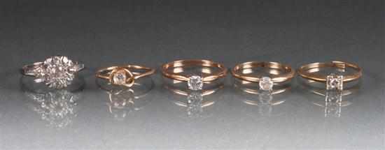 Appraisal: Group of K gold and diamond rings approximately grams total