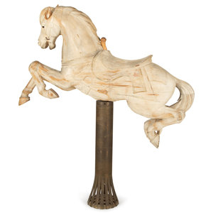 Appraisal: A Carved Wood Jumping Carousel Horse with Custom Bronze Mounting