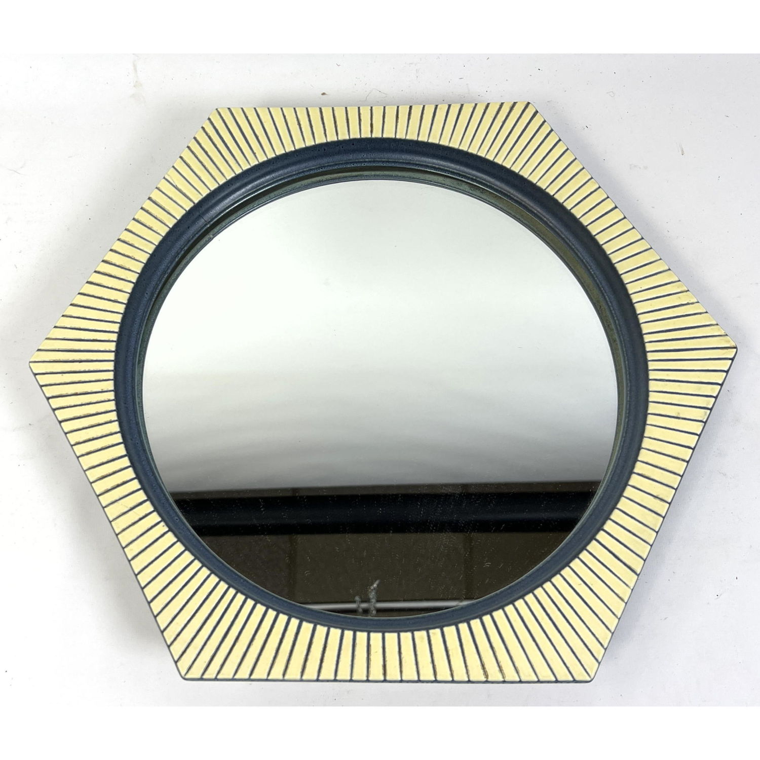 Appraisal: Hexagonal Art Pottery Frame Wall Mirror Modernist Design Dimensions H