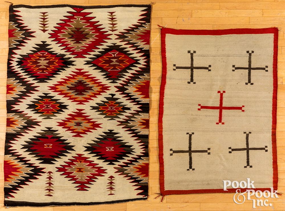 Appraisal: Navajo Indian rug Navajo Indian rug with multicolored serrated diamond