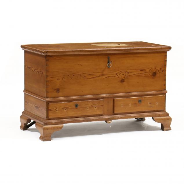 Appraisal: SOUTHERN YELLOW PINE CHIPPENDALE BLANKET CHEST Attributed to Virginia late