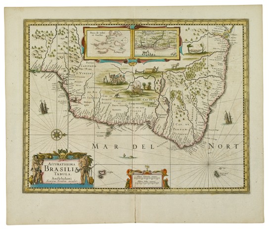 Appraisal: MERCATOR GERARD Accuratissima Brasiliae Tabula Double-page engraved map x mm