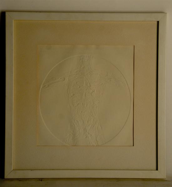 Appraisal: Artist Unknown Male Nude Embossed impression Unsigned Framed H W