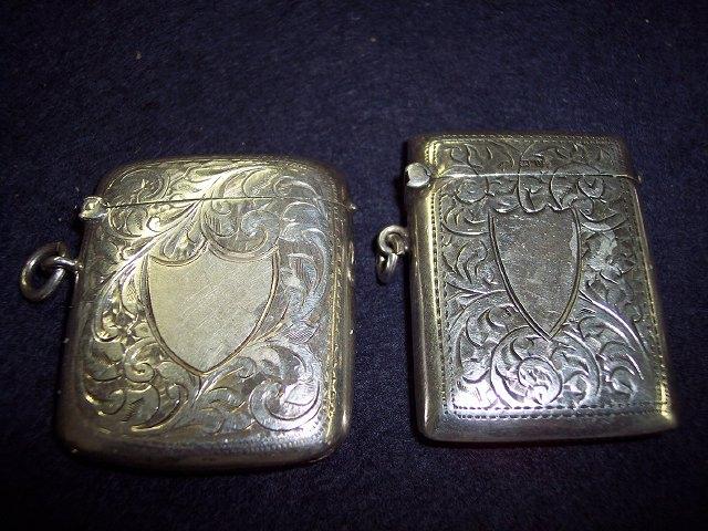 Appraisal: Two engraved vesta cases both Birmingham and