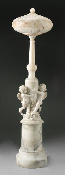 Appraisal: An Italian carved alabaster floor lamp first quarter th century