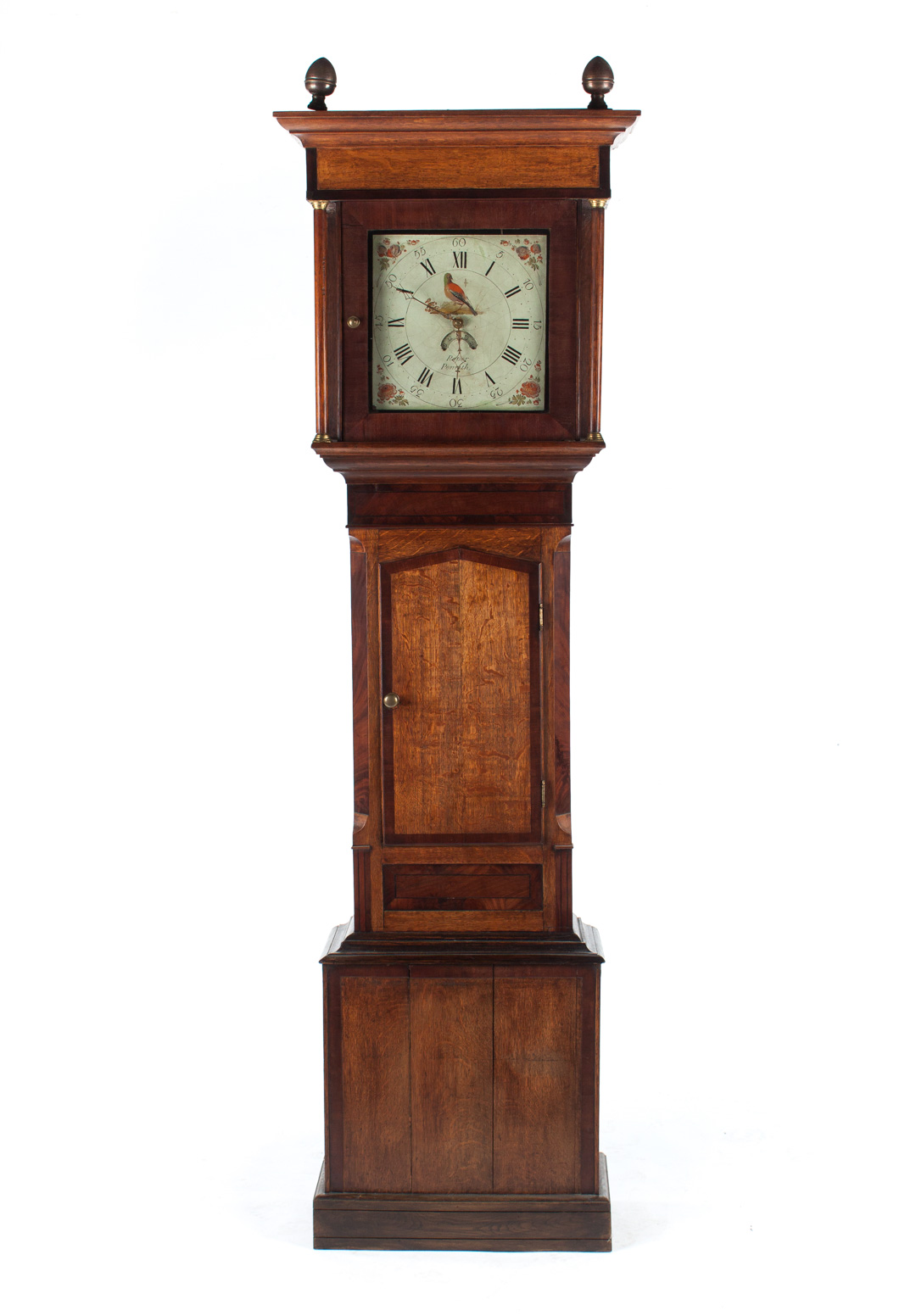 Appraisal: Victorian oak tall-case clock mid- th century banded walnut and