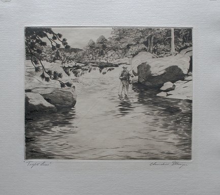 Appraisal: ETTINGER Churchill American - ''Tight Line'' Trout Fly Fishing Etching