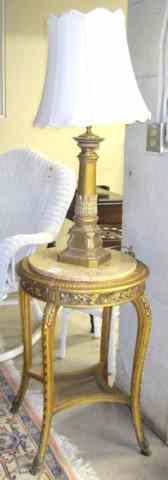 Appraisal: FRENCH STYLE GILTWOOD LAMP AND LAMP TABLE Louis XV style