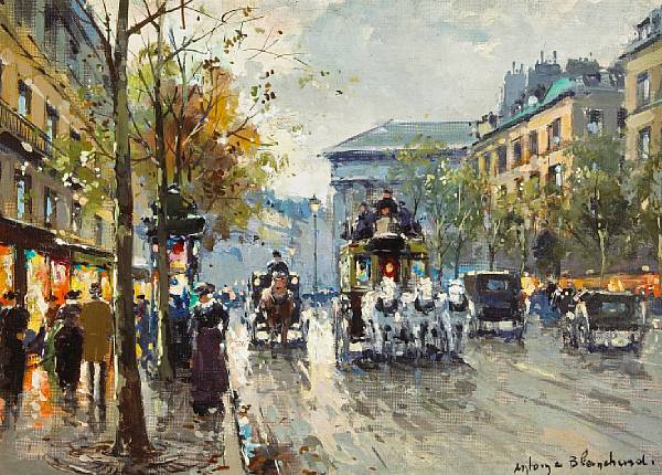 Appraisal: n a Antoine Blanchard French - A Parisian street scene