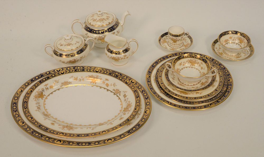 Appraisal: piece set of Minton Porcelain Dynasty Dinner Table Service cobalt