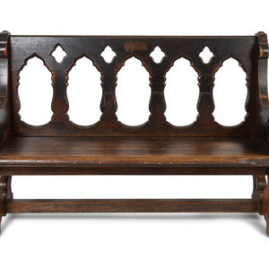 Appraisal: An English Gothic Style Bench TH CENTURY Height x width