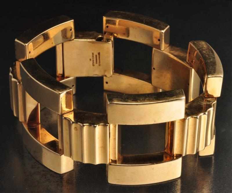 Appraisal: Tiffany K Gold Wide Bracelet Description Dated Weight dwt Condition