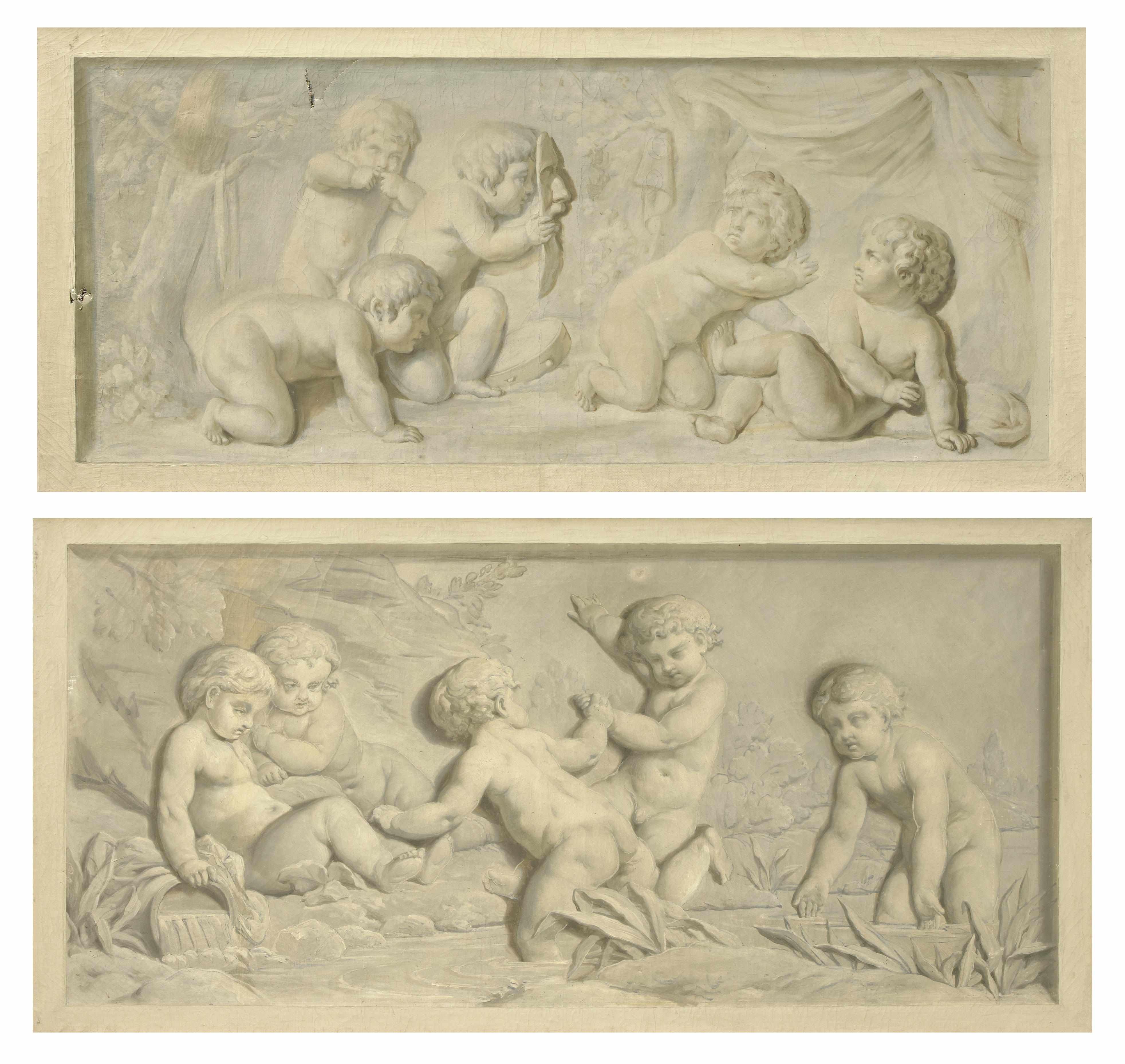 Appraisal: Continental School Cherubs in various pursuitsoil on canvas and a