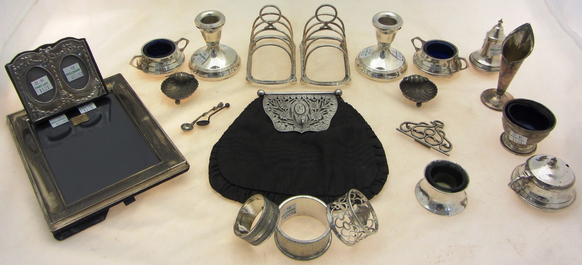 Appraisal: Silver and silver mounted wares comprising a four piece condiment