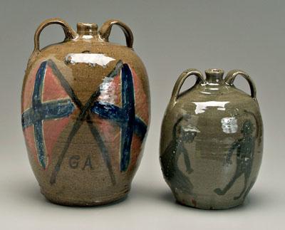 Appraisal: Two Chester Hewell Confederate jugs Gillsville Georgia born both alkaline