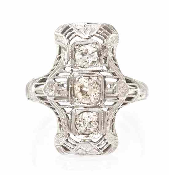 Appraisal: An Art Deco Karat White Gold and Diamond Ring in