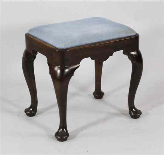 Appraisal: A George III mahogany stool with drop in padded seat