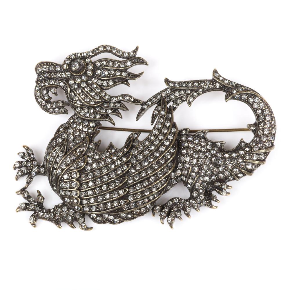 Appraisal: HEIDI DAUS GIANT CHINESE DRAGON FIGURAL PIN BROOCH WITH PAVE