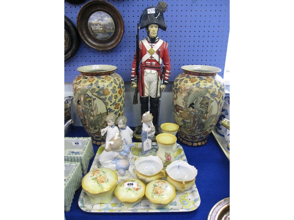 Appraisal: Lot comprising three Nao figures of children assorted jars dishes