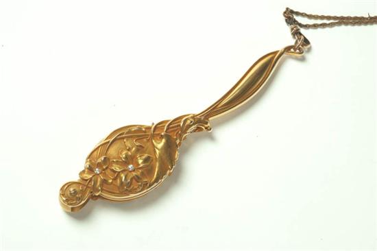 Appraisal: K LORGNETTE WITH CHAIN Art Nouveau lorgnette marked K set