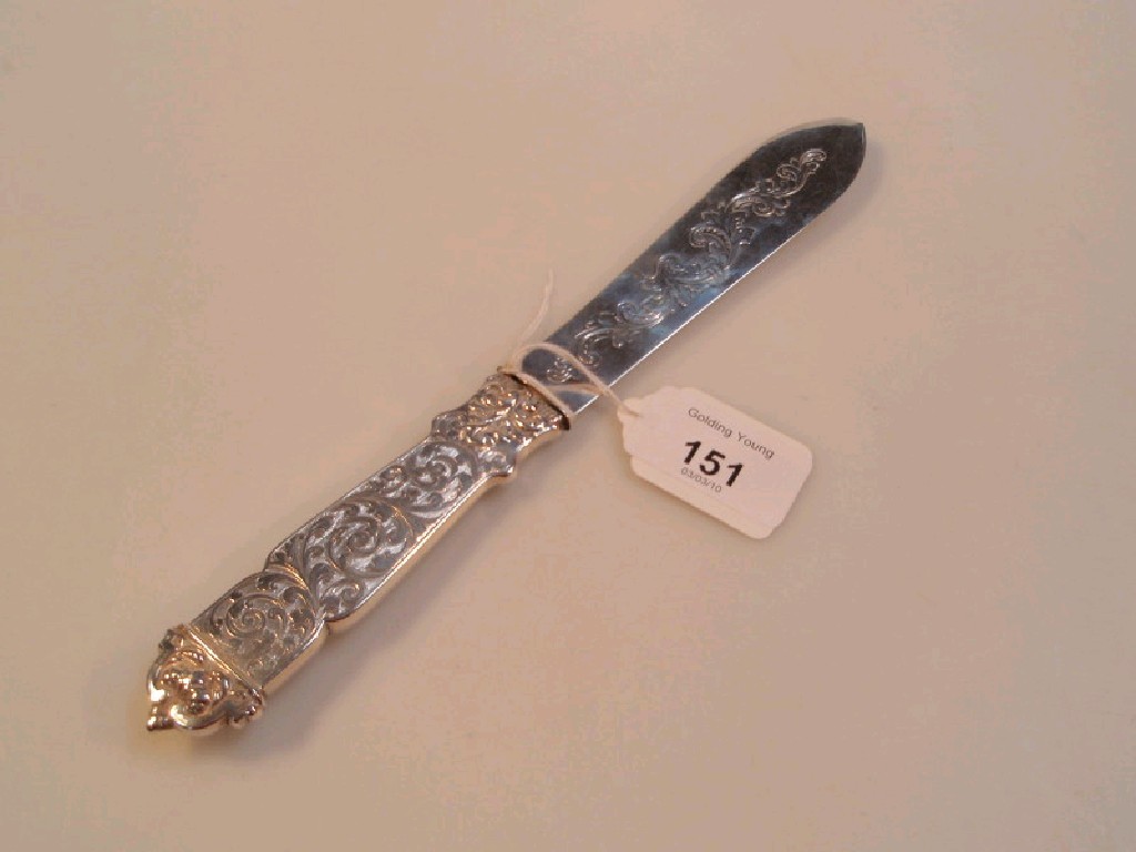 Appraisal: A Victorian silver paper knife by Taylor Parry the flattened