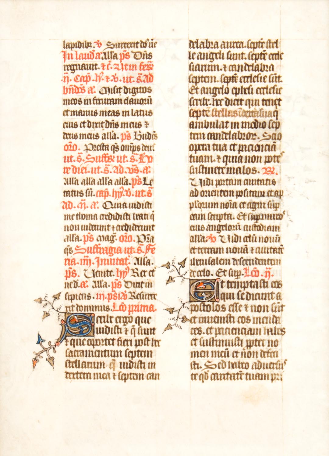 Appraisal: Medieval Manuscript English Book of Hours page Leaf from a