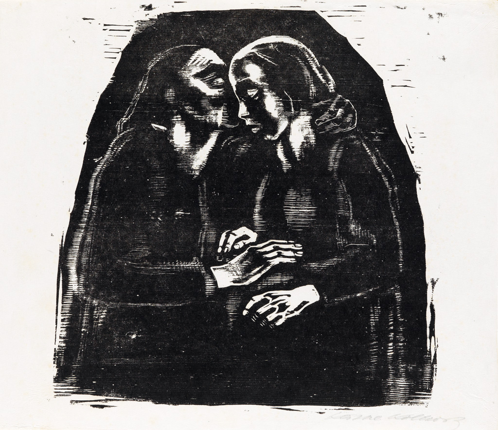 Appraisal: K THE KOLLWITZ Maria und Elizabeth Woodcut on Japan paper