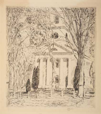 Appraisal: CHILDE HASSAM The Church at Old Lyme Etching x mm