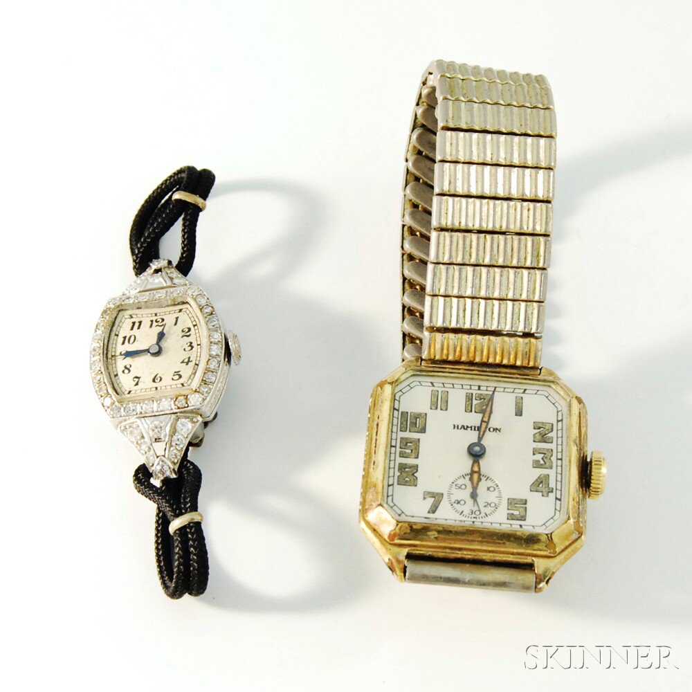 Appraisal: Two kt Gold Wristwatches a lady's white gold and diamond