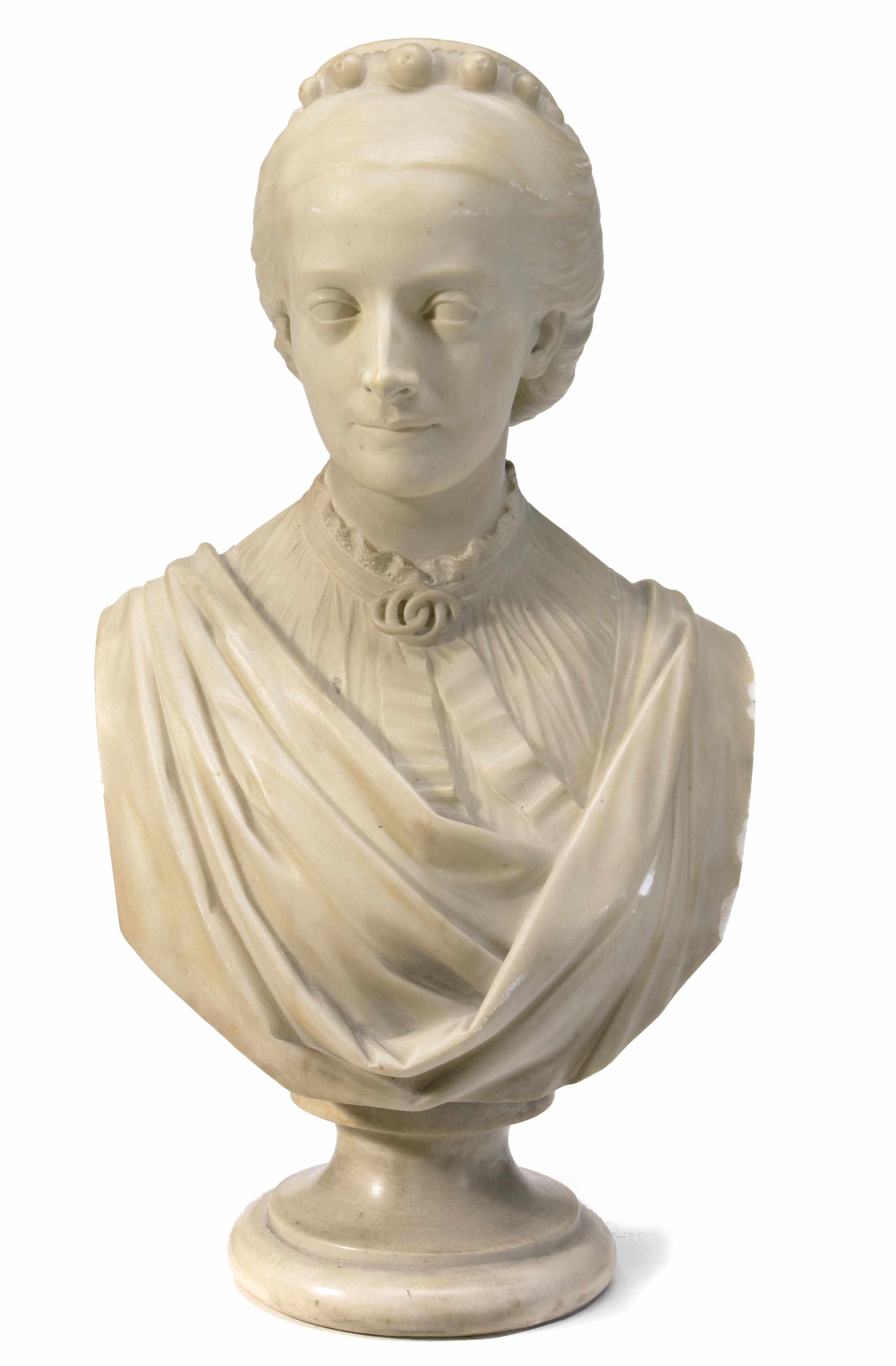 Appraisal: A Scottish carved marble bust of a lady James Alexander