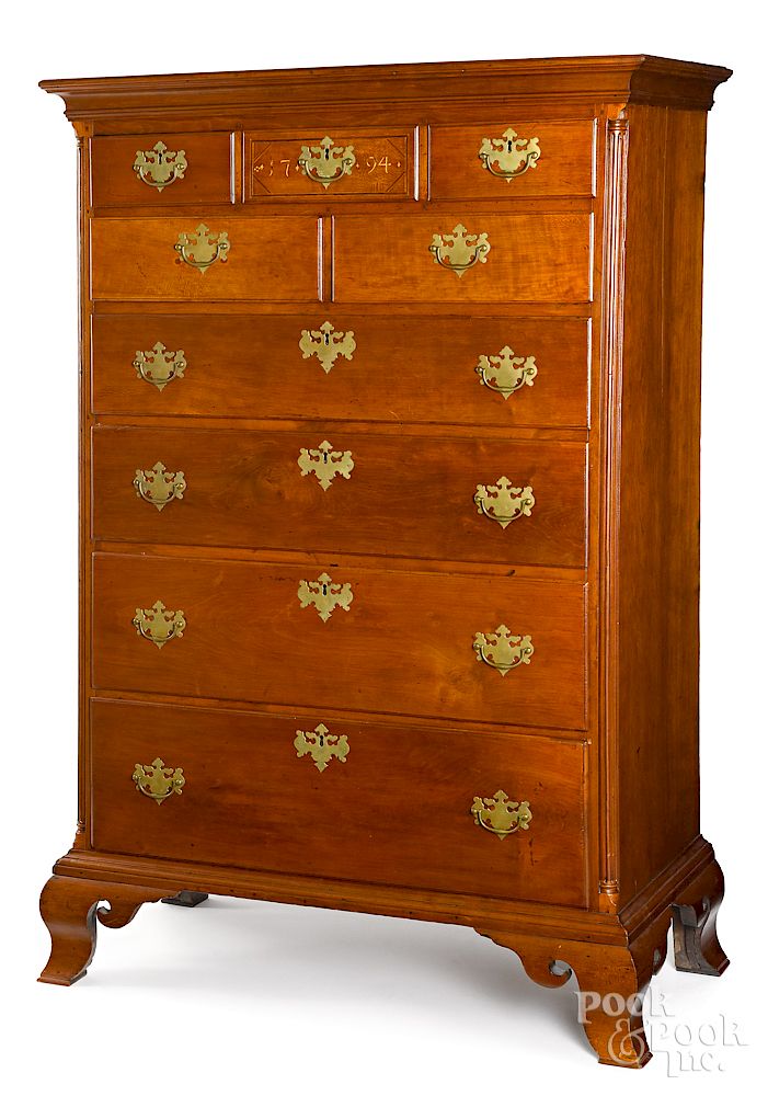 Appraisal: Chester County Pennsylvania Chippendale tall chest Exclusive on Bidsquare Chester