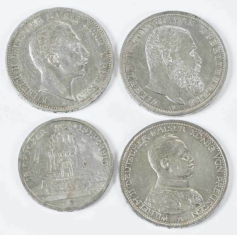 Appraisal: Group of Four Silver German Coins -A Prussia Marks -F