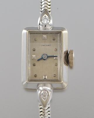 Appraisal: A Ladies' White Gold and Diamond Concord Watch k white