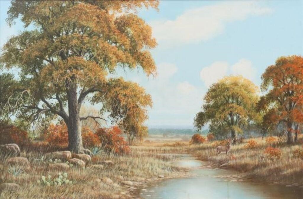 Appraisal: Framed oil on canvas painting Autumn Stream signed lower left