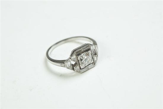 Appraisal: ART DECO PLATINUM AND DIAMOND RING Twentieth century unmarked serial